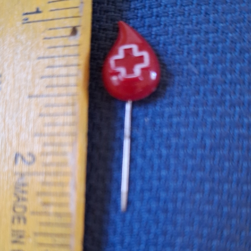 Red Cross Blood Drop Pin - Picture 2 of 4